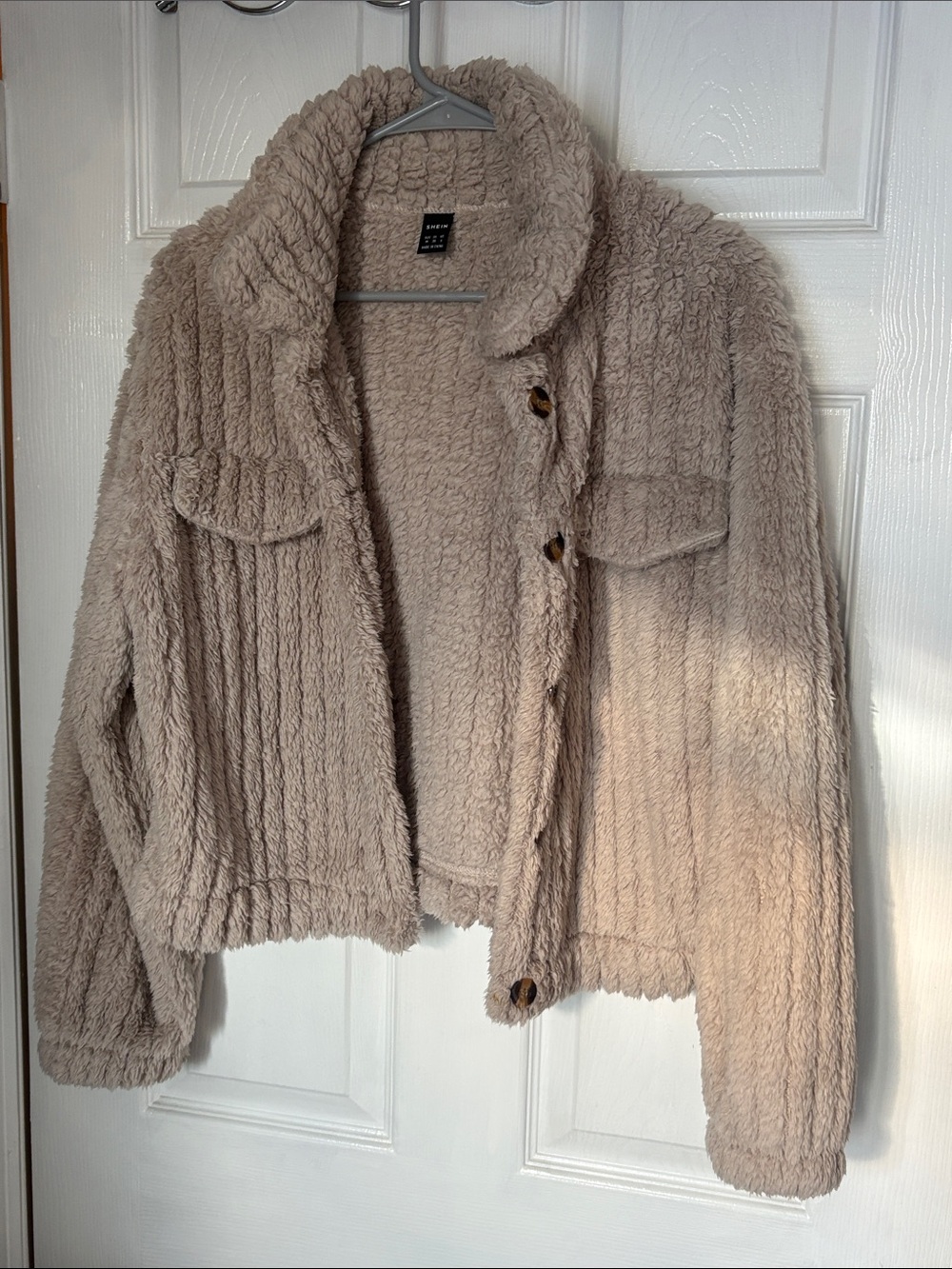 Cozy Plush Shag Jacket in Light Taupe
